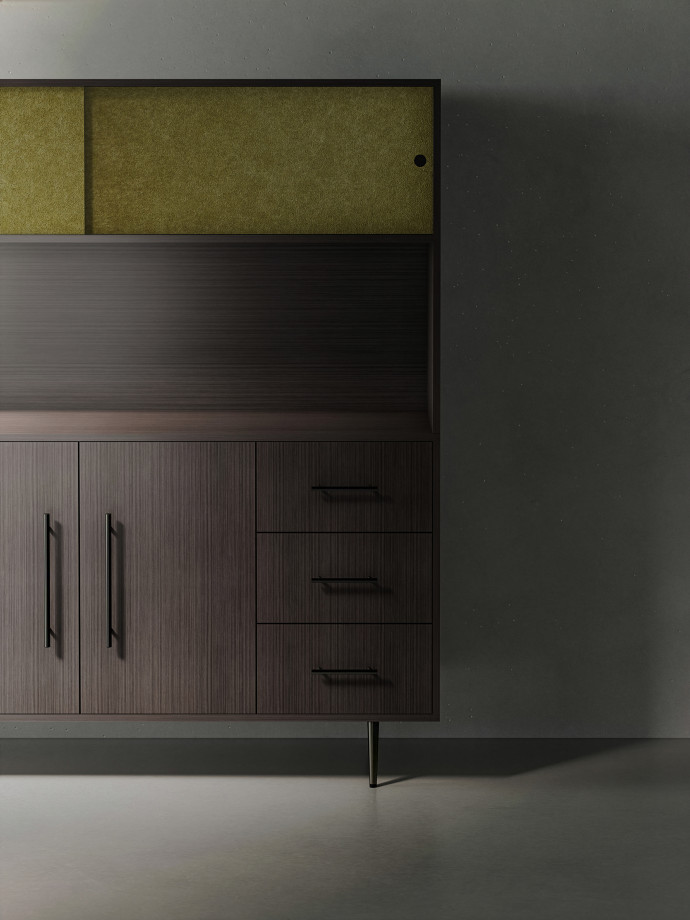 Preview of Rhett, Hutch paired with Credenza with Drawers & Center Doors