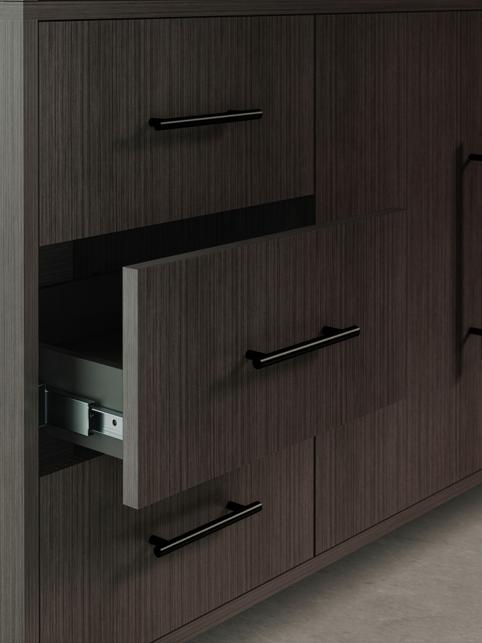 Preview of Rhett, Hutch paired with Credenza with Drawers & Center Doors