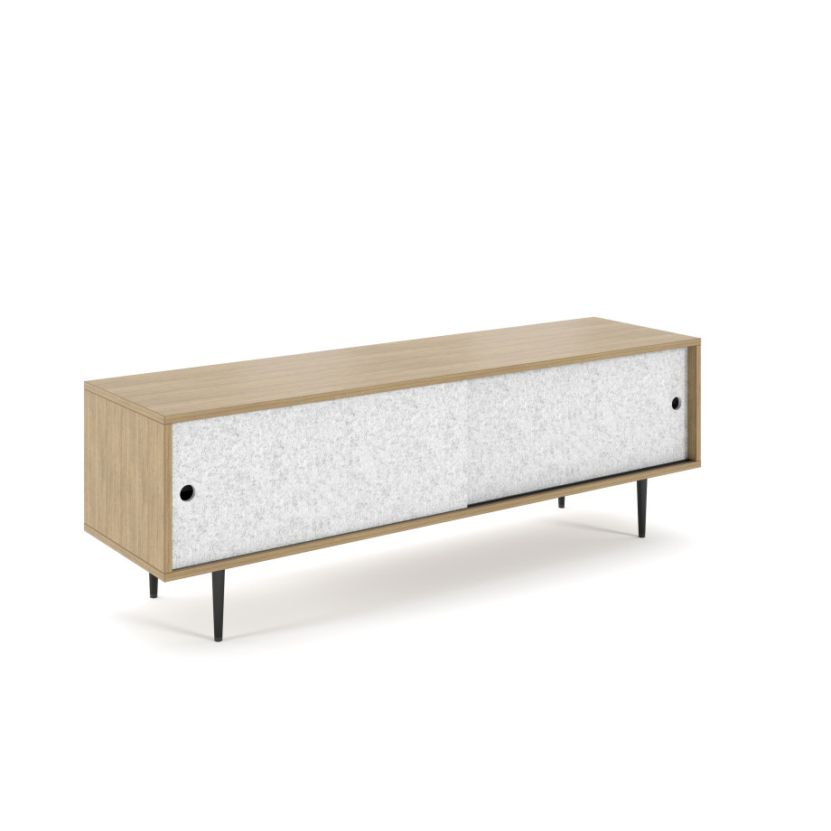Preview of Rhett, Credenza with Sliding Doors, 3/4 View