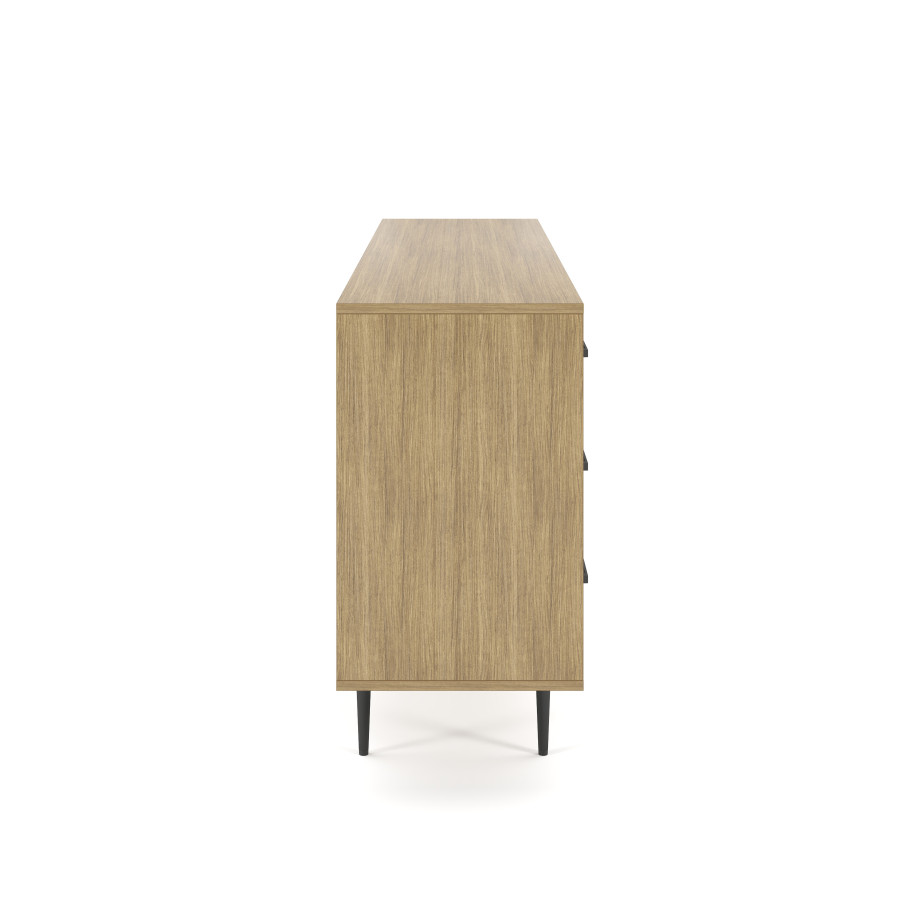 Preview of Rhett, Credenza with Drawers & Center Bookcase, Side View