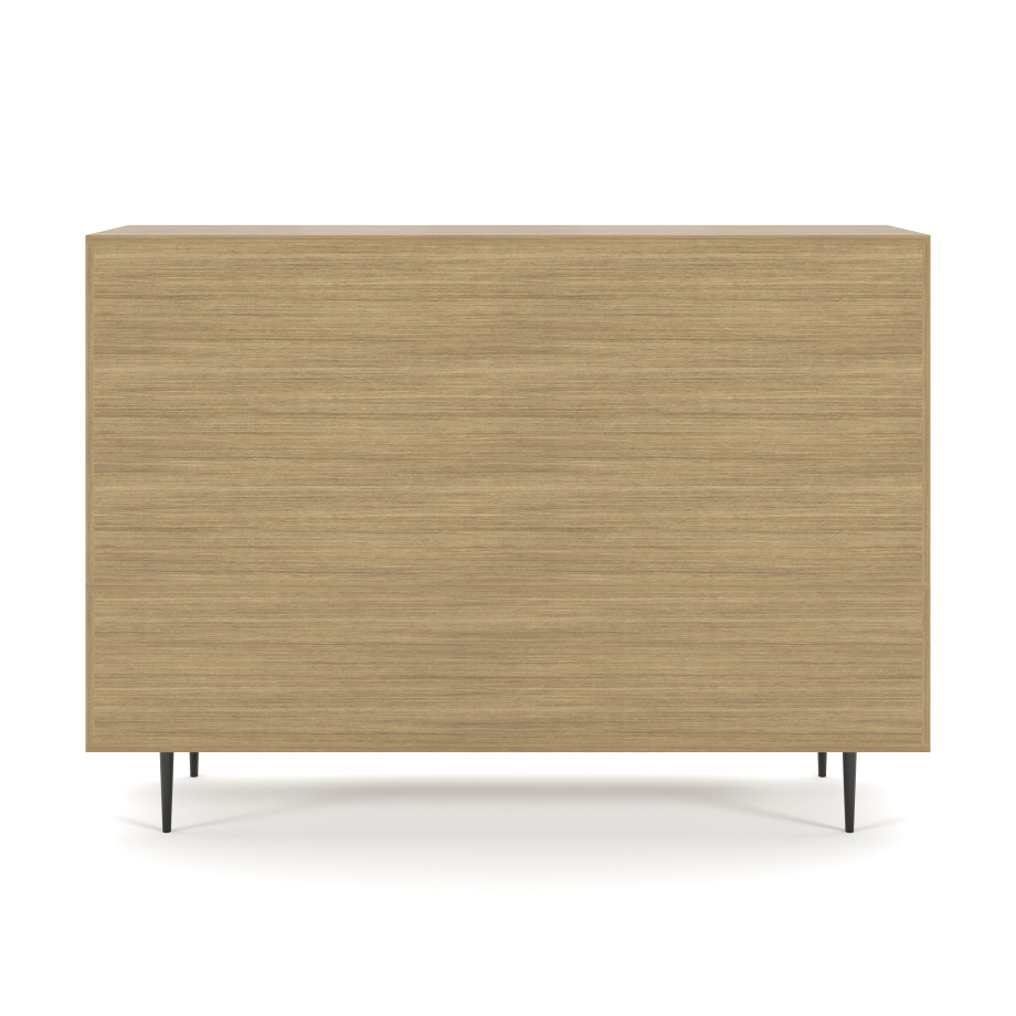 Preview of Rhett, Hutch for Media (PET) paired with Credenza with Drawers and Center Doors, 22 Inch, Back View