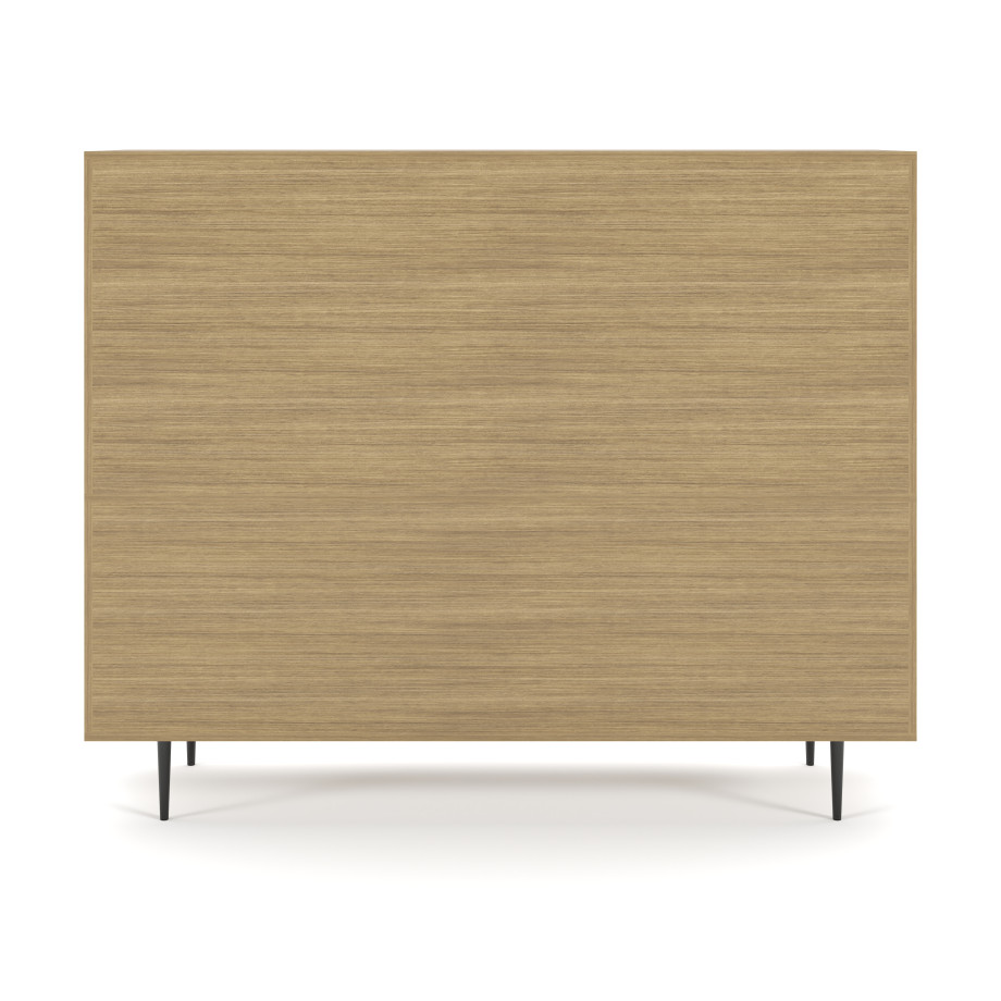 Preview of Rhett, Hutch for Media (PET) paired with Credenza with Drawers and Center Doors, 29 Inch, Back View