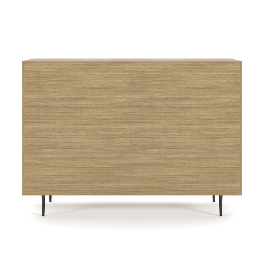Preview of Rhett, Hutch for Media (Tackboard) paired with Credenza with Drawers and Center Doors, 22 Inch, Back View