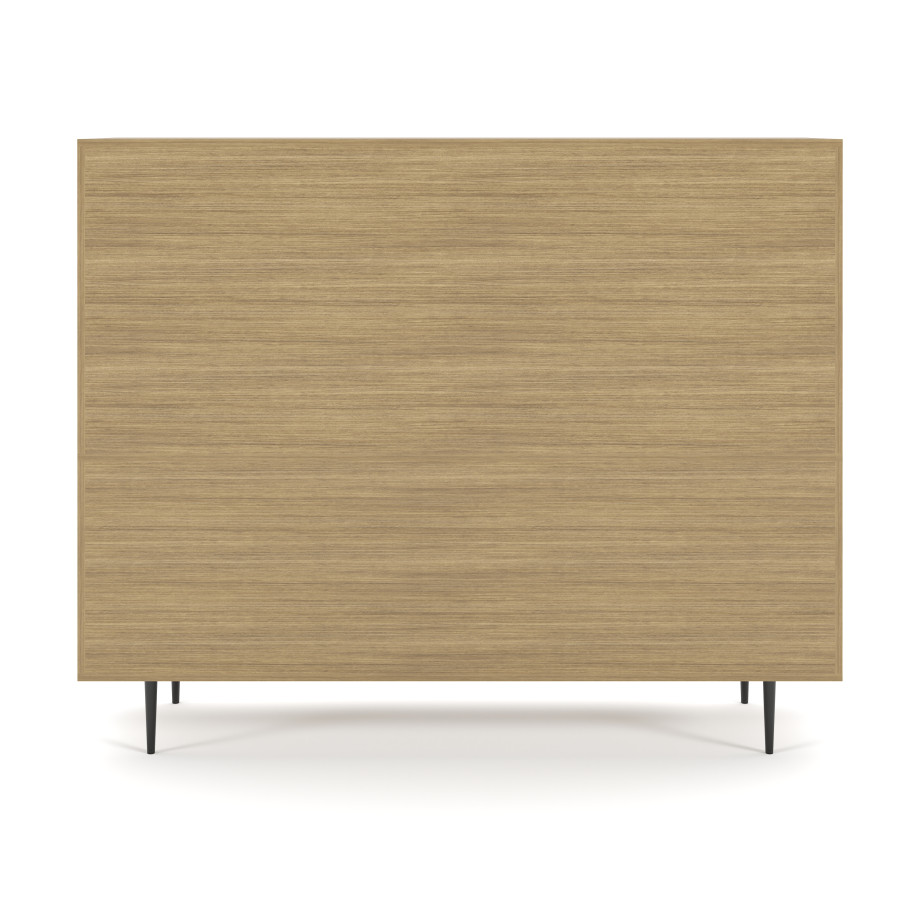 Preview of Rhett, Hutch for Media (Tackboard) paired with Credenza with Drawers and Center Doors, 29 Inch, Back View