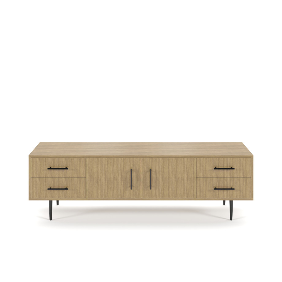 Preview of Rhett, Credenza with Drawers & Center Doors, 22 Inch, Front View
