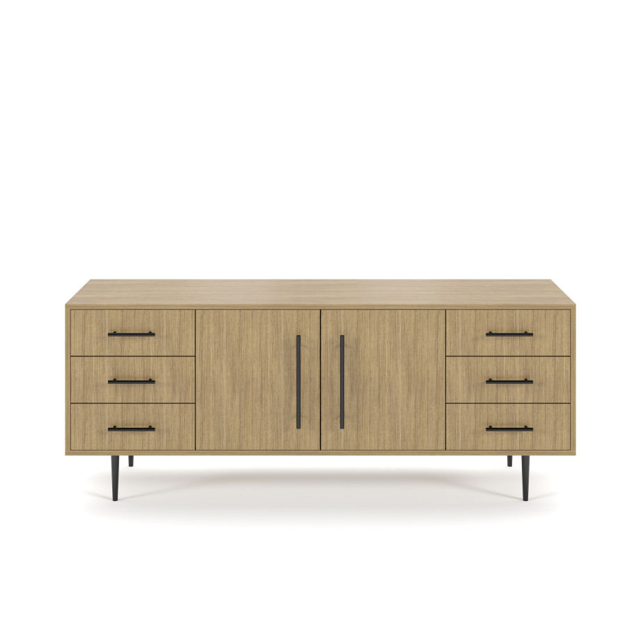 Preview of Rhett, Credenza with Drawers & Center Doors, 29 Inch, Front View