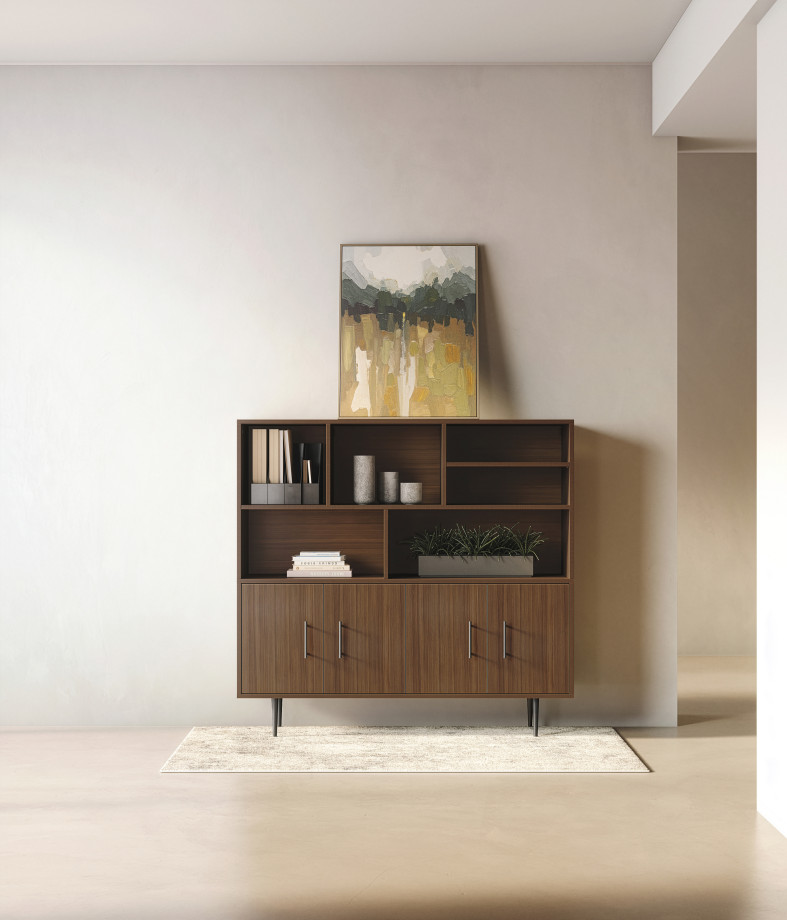 Preview of Rhett Hutch with Bookcase paired with Credenza with Doors