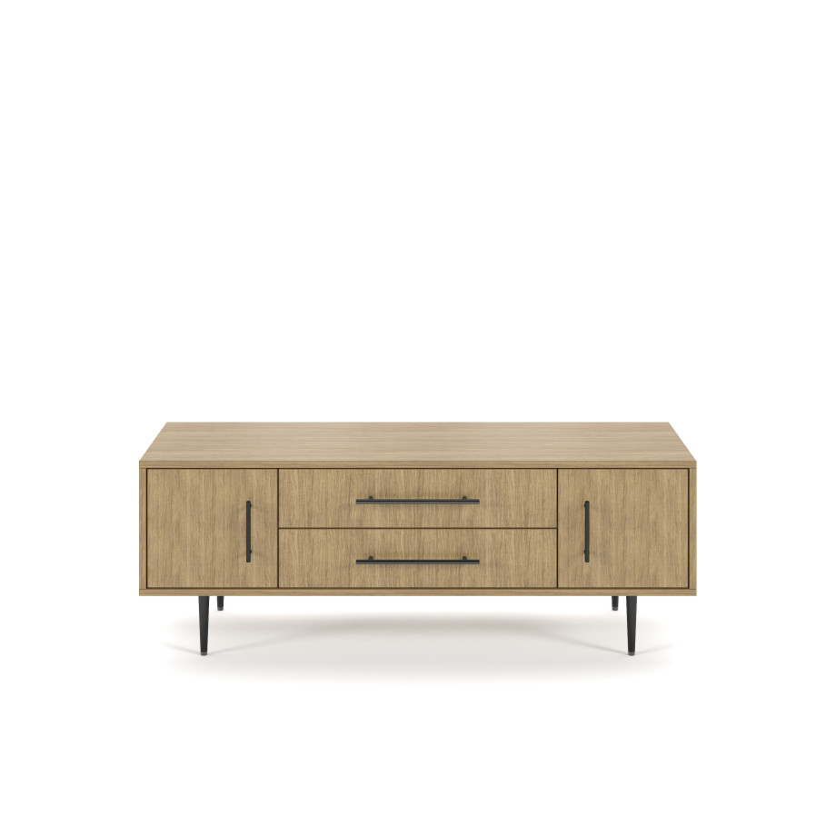 Preview of Rhett, Credenza with Doors & Center Drawers, 22 Inch, Front View