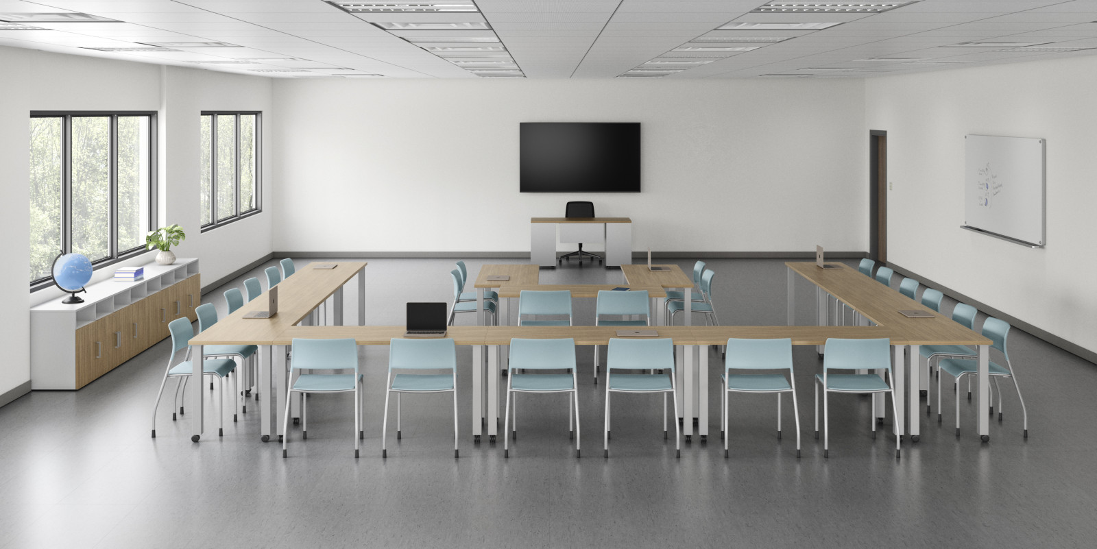 Preview of Classroom, version 2 featuring Day-to-Day tables, Pierce seating and Calibrate storage