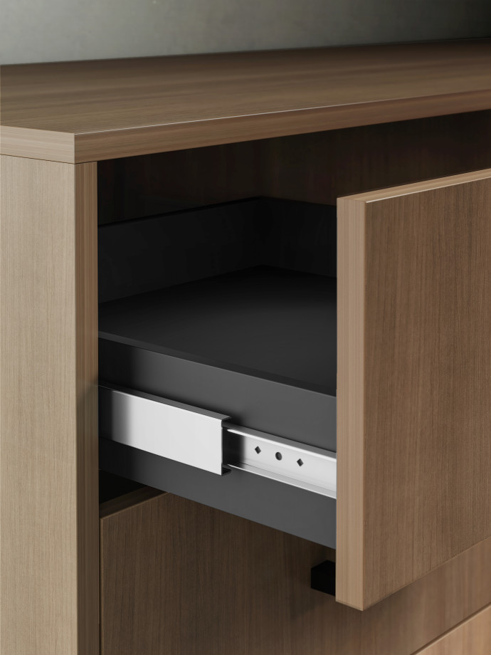 Preview of Rhett, Credenza with Drawers & Center Bookcase