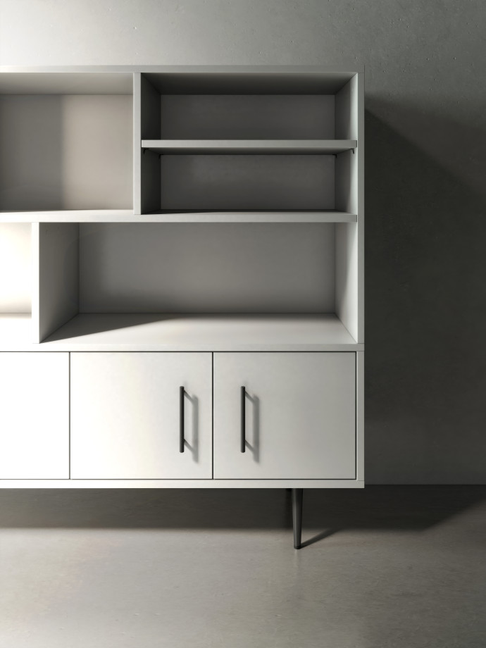 Preview of Rhett, Hutch with Bookcase paired with Credenza with Doors