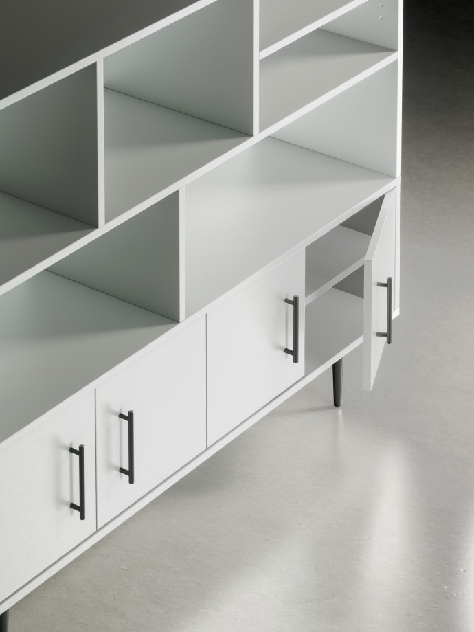 Preview of Rhett, Hutch with Bookcase paired with Credenza with Doors