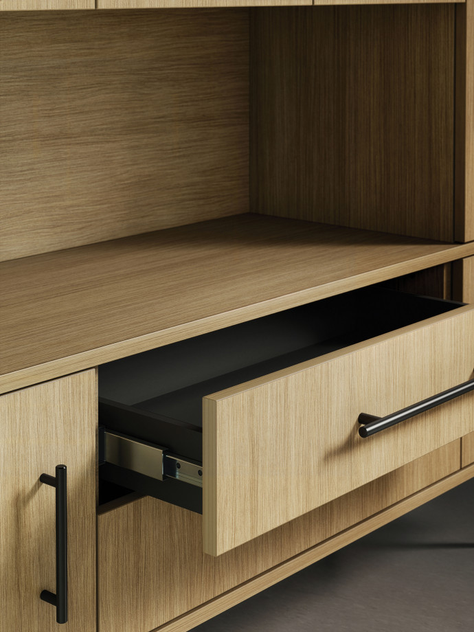 Preview of Rhett, Hutch with Doors paired with Credenza with Doors and Center Drawers