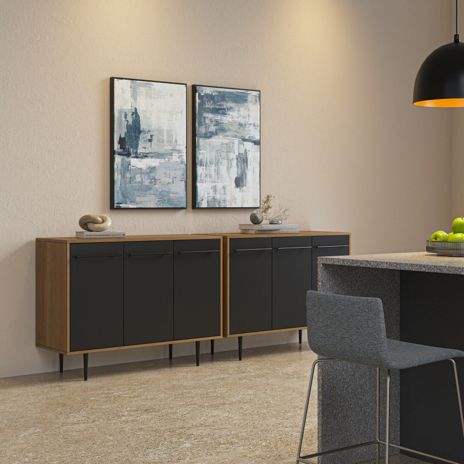 Preview of Rhett Credenza with Trash & Recycle, Itzee Counter Height Stool with Sled