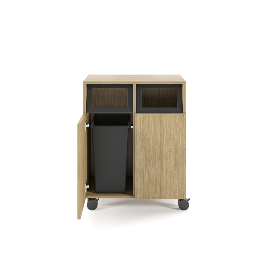 Preview of Calibrate Mobile Trash Recycling Centers, 2-bay, Front View, Open Door