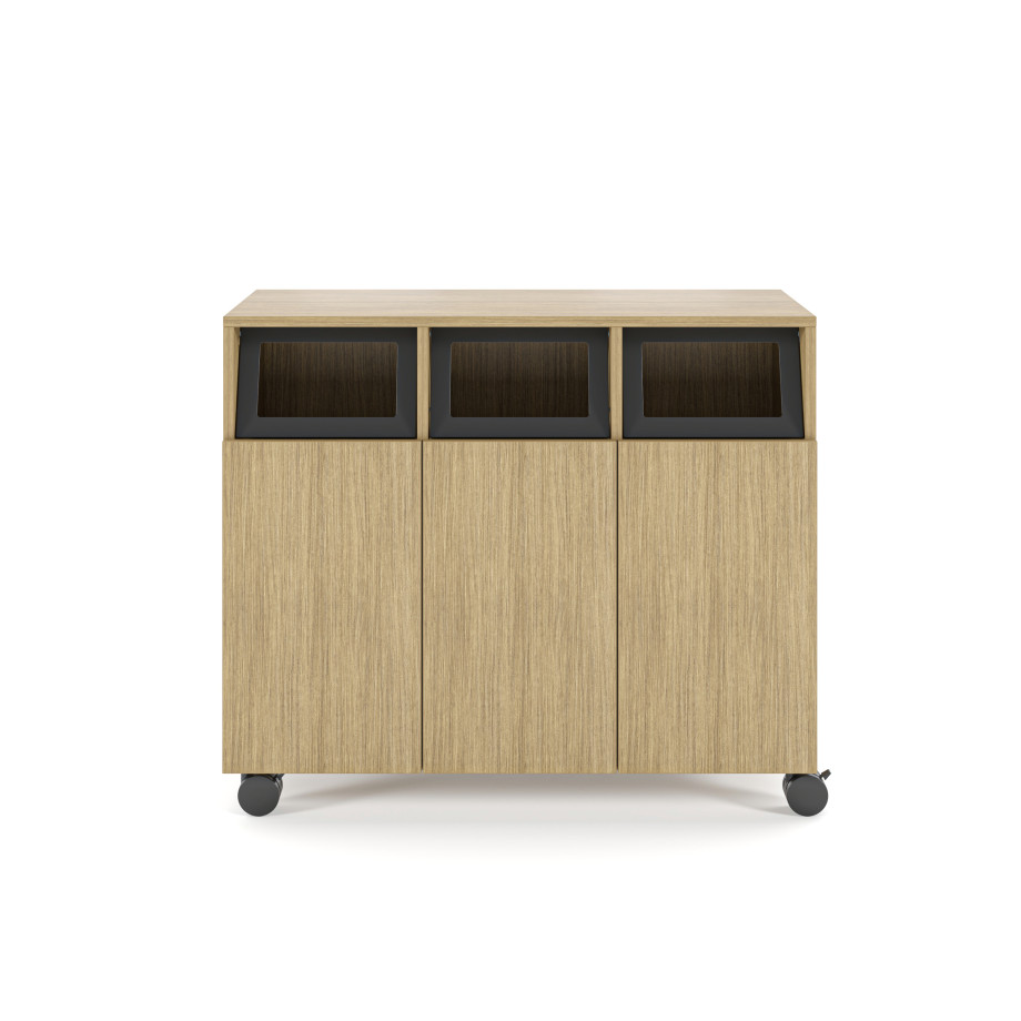 Preview of Calibrate Mobile Trash Recycling Centers, 3-bay, Front View