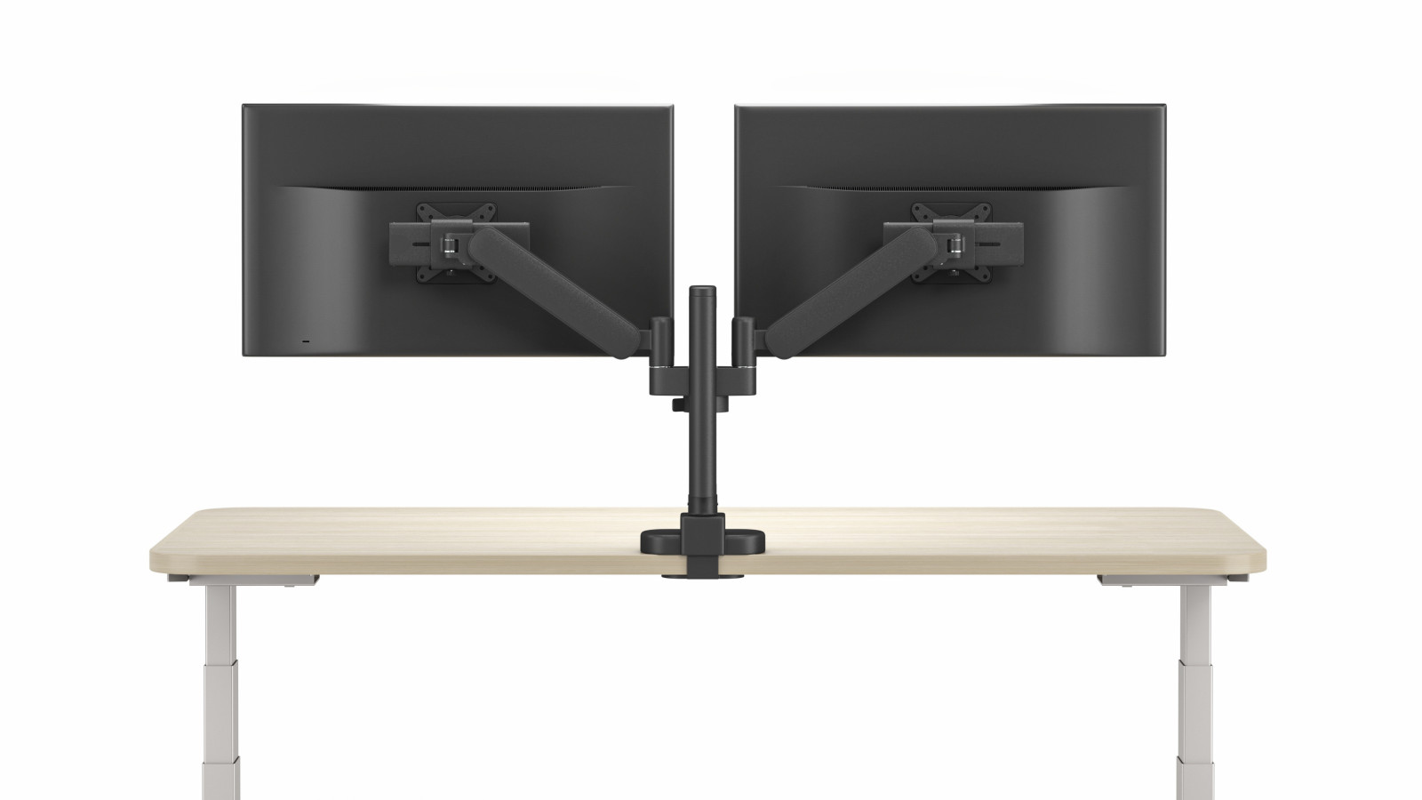 Preview of Performance Series Monitor Arms, dual arm in black, back view