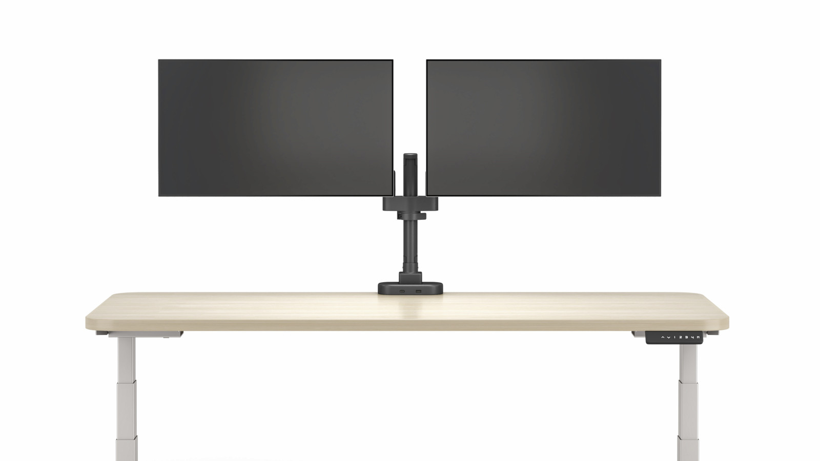 Preview of Performance Series Monitor Arms, double arm in black, front view