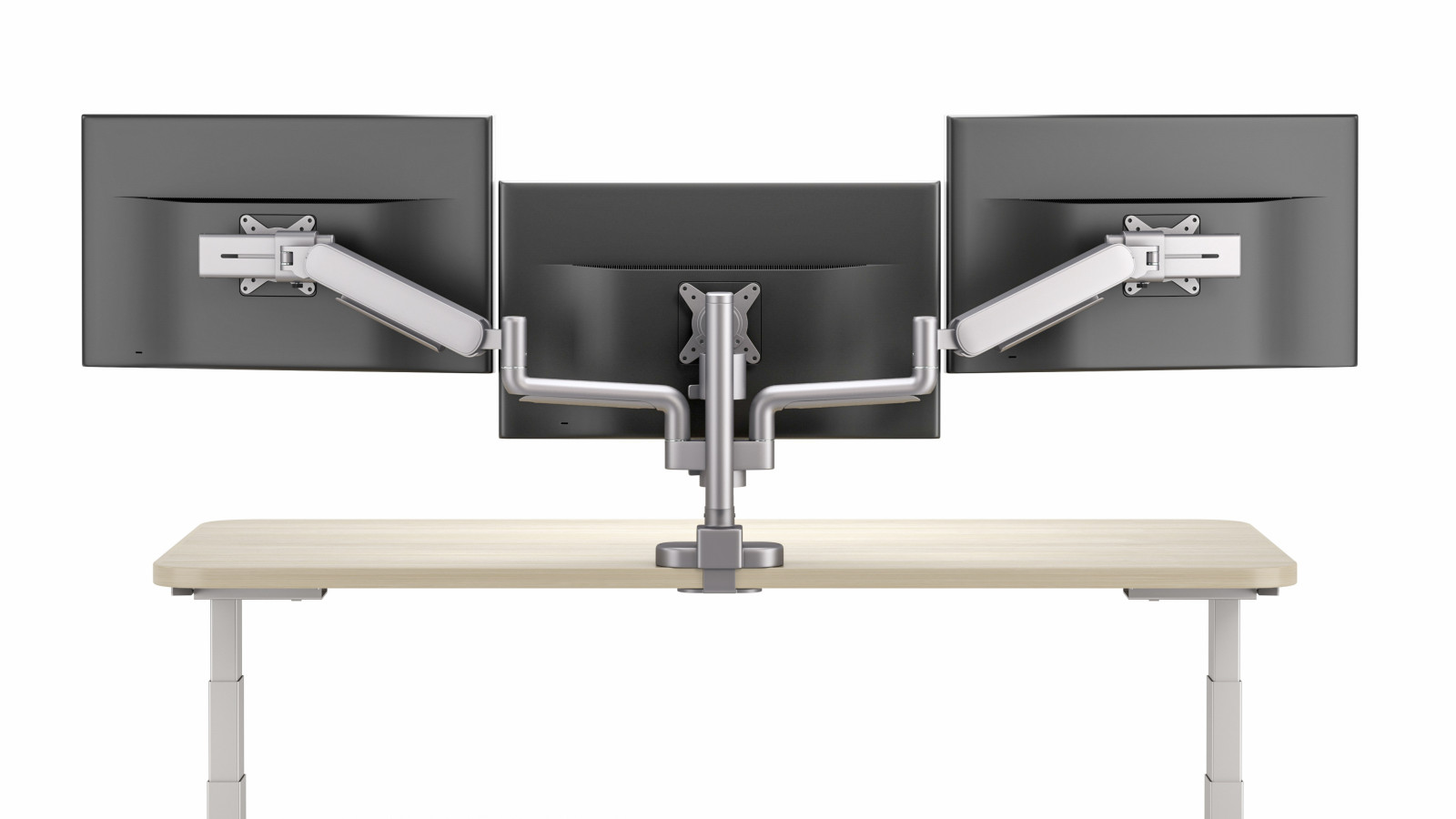 Preview of Performance Series Monitor Arms, Triple Arm in Silver, back view
