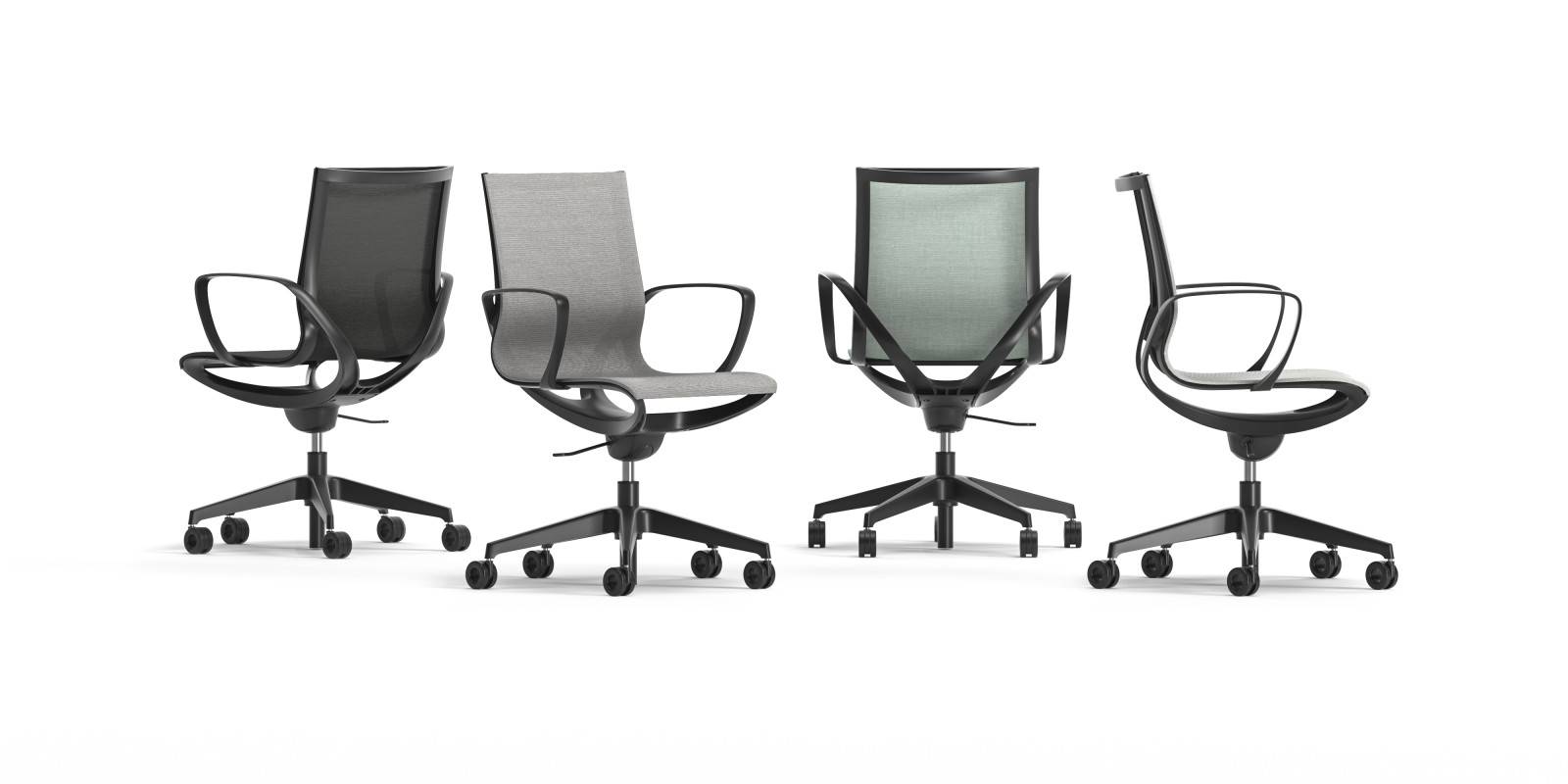 Preview of Roya black frame, all mesh options