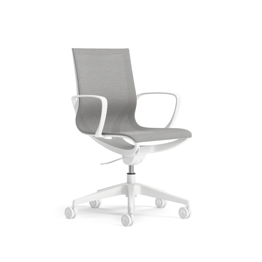Preview of Roya Grey Mesh, White Frame, 3/4 view