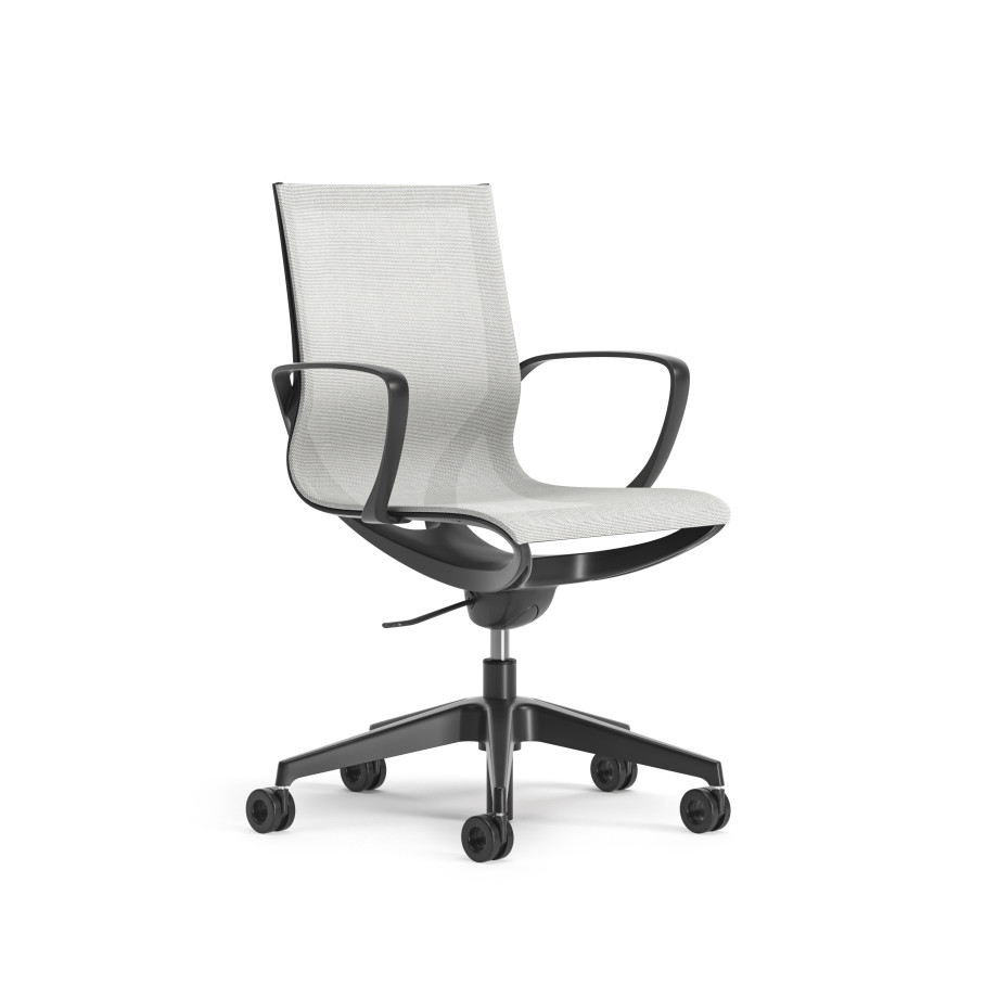 Preview of Roya White Mesh, Black Frame, 3/4 view
