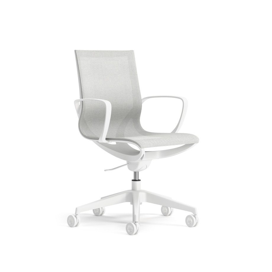 Preview of Roya White Mesh, White Frame, 3/4 view