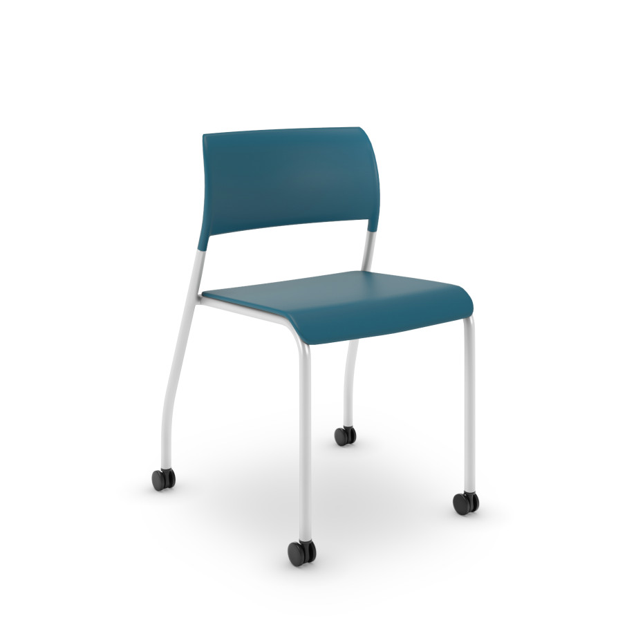 Preview of Pierce Stacking Chair with Casters in Baltic Blue