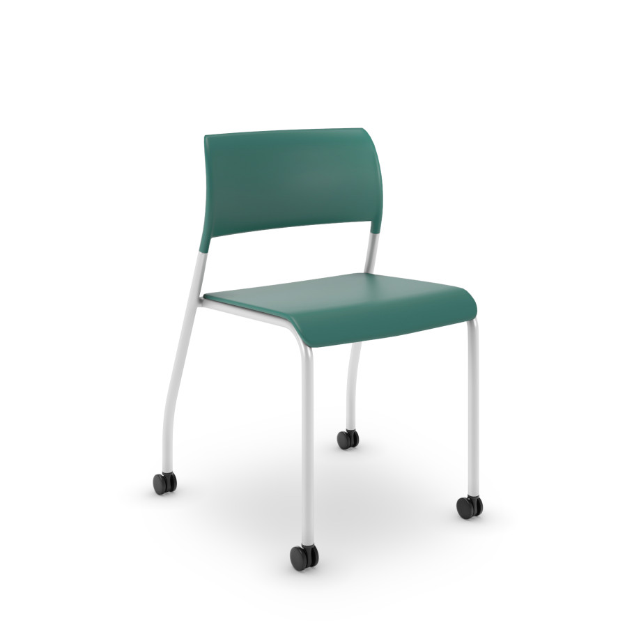 Preview of Pierce Stacking Chair with Casters in Kelly Green