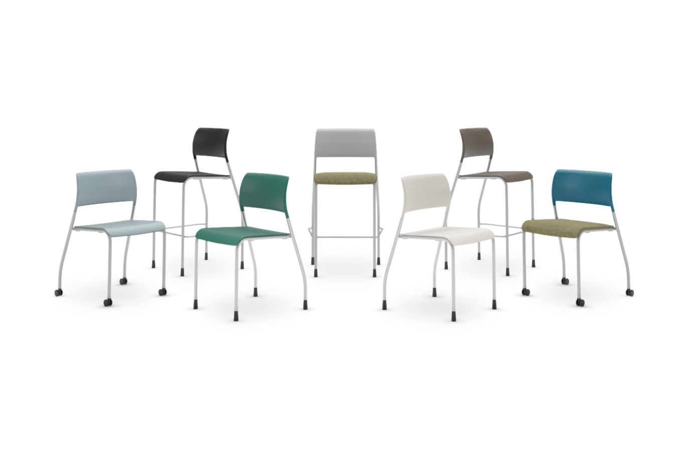 Preview of Pierce Side Stacking Chairs and Stools shown in all colors
