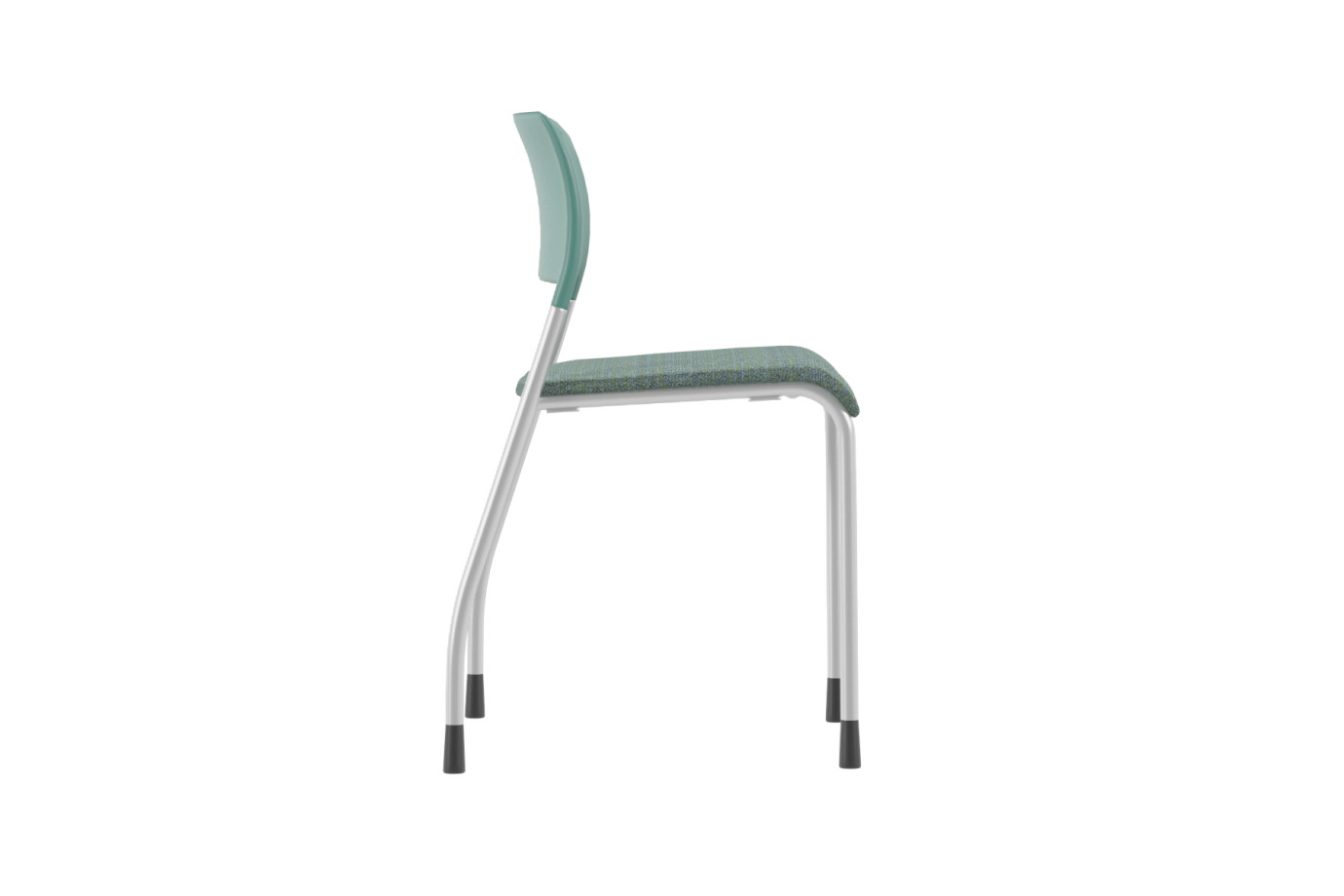 Preview of Pierce Stacking Chair with upholstered seat and Kelly Green back, side view