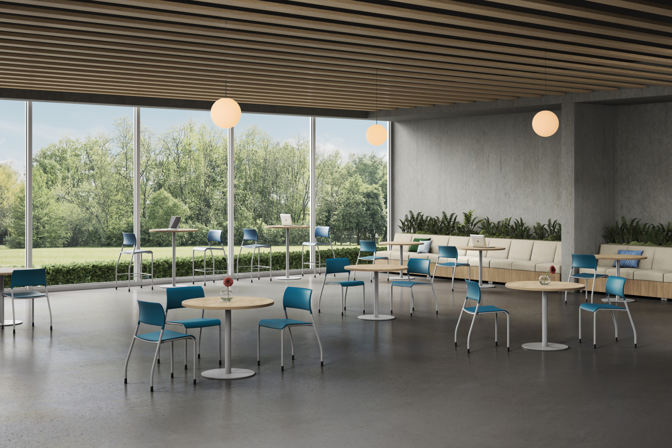 Preview of Pierce Stools and Day-to-Day Tables in Cafe