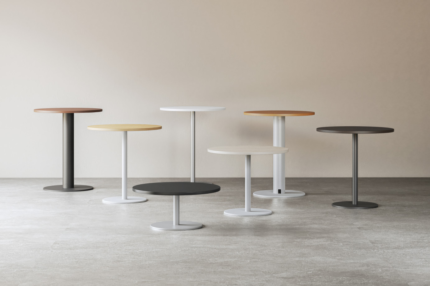 Preview of Day-to-Day Tables Family, Bar top table, Occasional Table, Café Table, Disc Base Table, Round Table​
