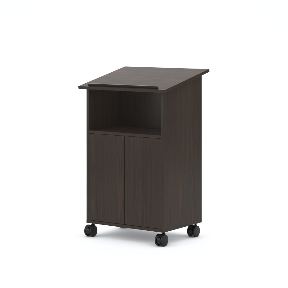 Preview of Calibrate Mobile Lectern with doors, back, 3/4 view