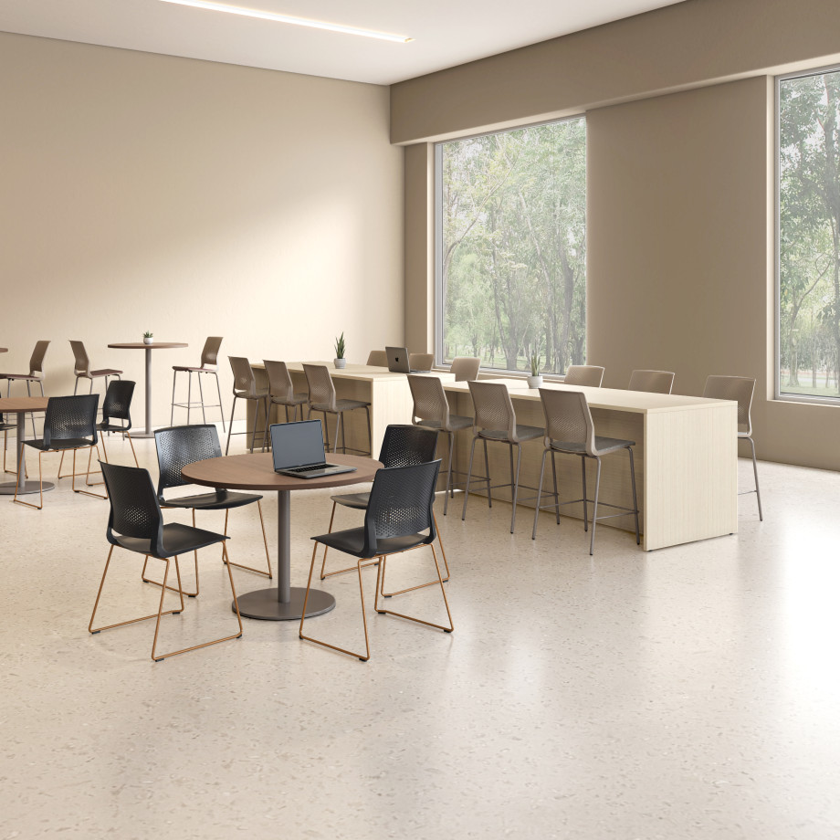 Preview of Café, AIS CaseWorks, Quarry Side Chairs, Bar Stools, Counter Stools, Calibrate Dry Planters, Hakr Sofa, Banquette, Day-to-Day Café Tables​