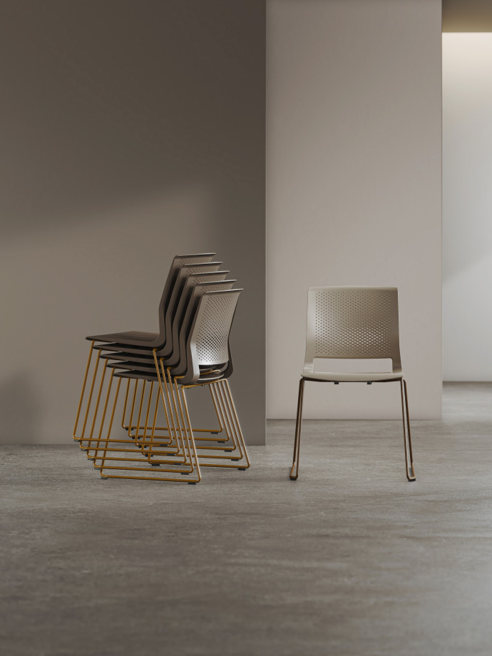 Preview of Quarry Chairs, Quarry Sled Base Chair, Stacked Quarry Chairs​