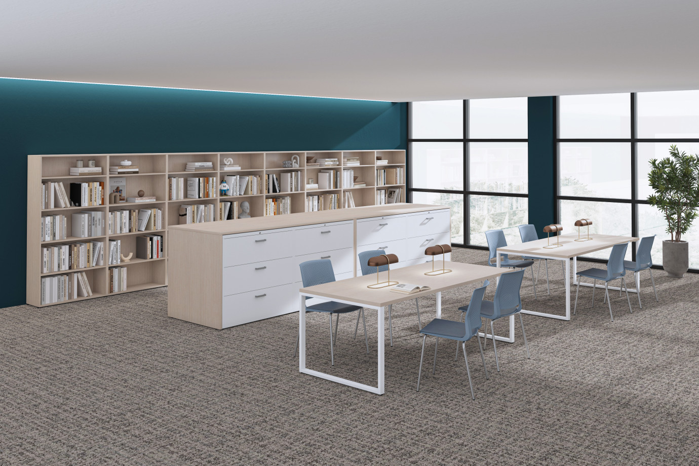 Preview of Quarry 4-Leg Side Chair with Glides, Day-to-Day Tables, O-Leg, Calibrate Storage, Lateral Files, Bookshelves​