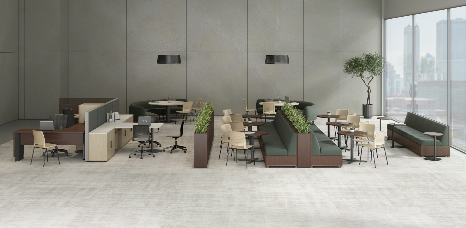 Preview of Café, Quarry 4-Leg Side Chair with Glides, Day-to-Day Tables, LB Lounge, Banquette, Matrix​