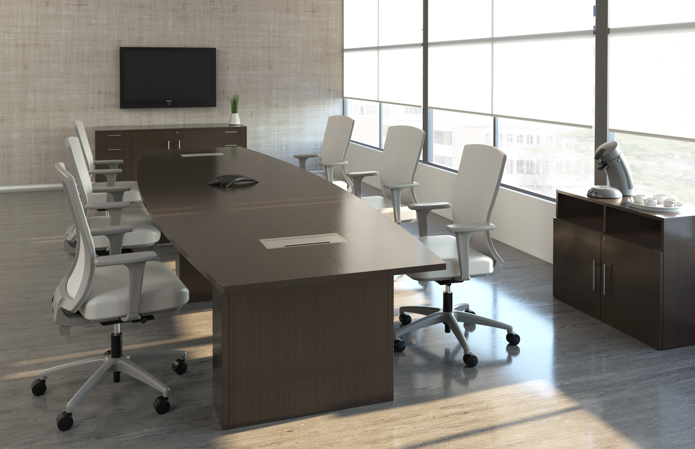 Preview of Calibrate Conferencing with power; shown with Natick Seating