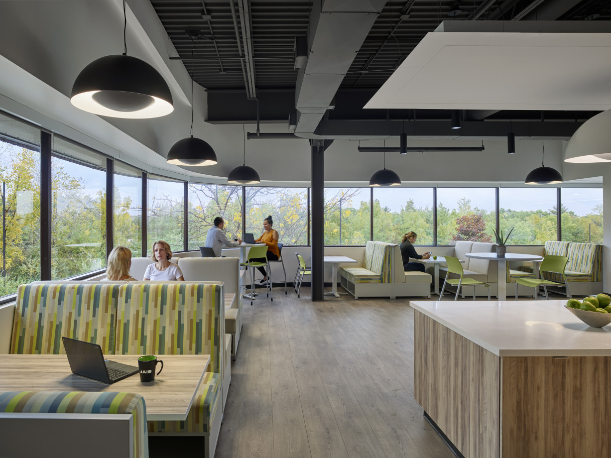 Preview of AIS Headquarters Cafe with Custom Millwork Island and LB Lounge