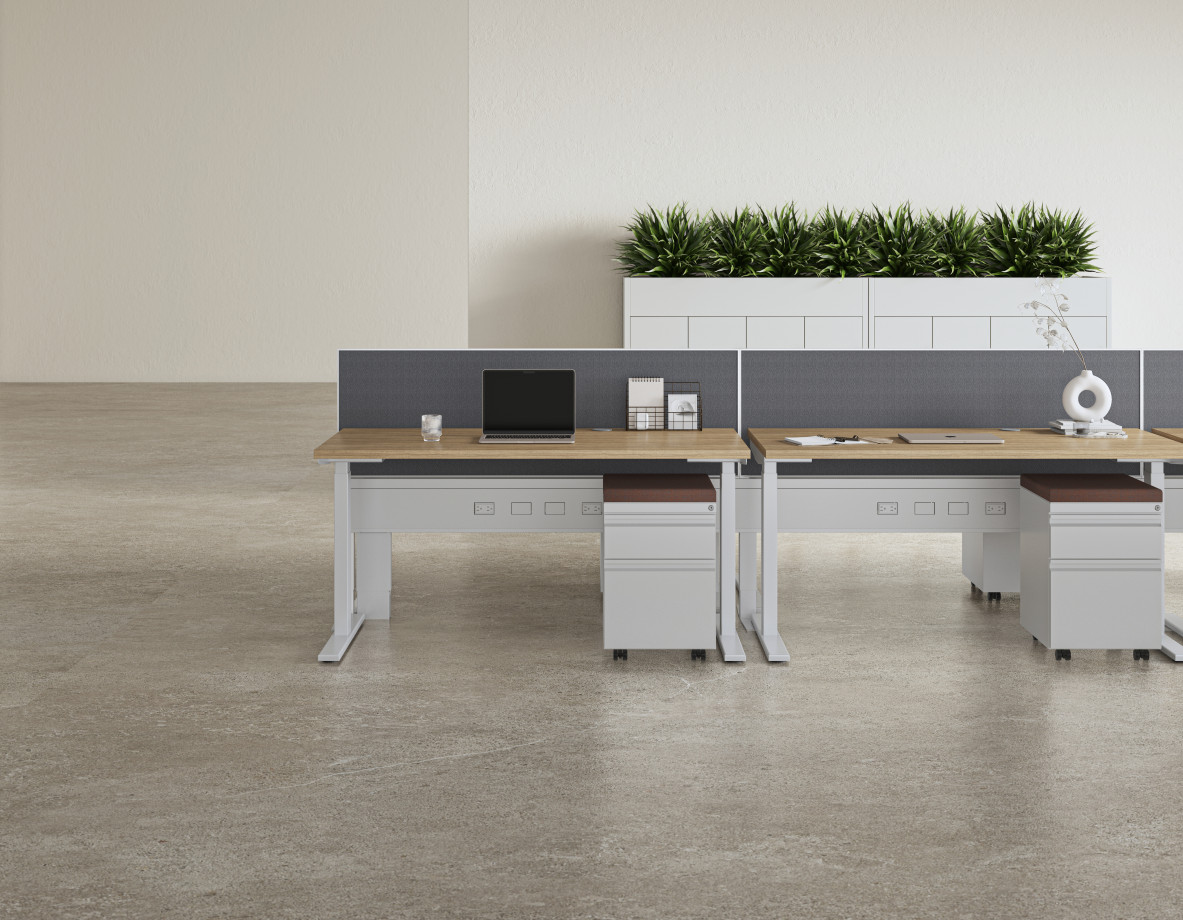 Preview of G Series BF Mobile Pedestal, Encounter PowerBeam, Spine Screen, E Series Height Adj. Table