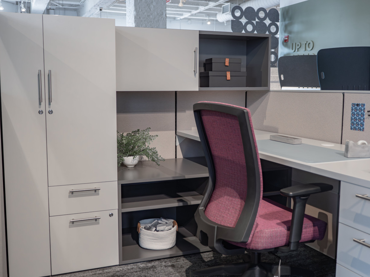 Preview of Matrix Workstation with Calibrate Storage and Natick Fully Upholstered Chair