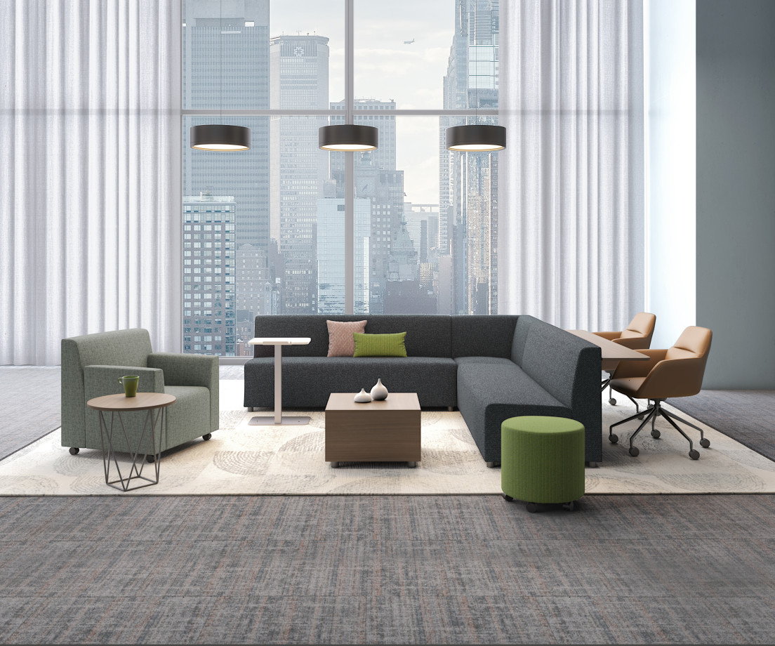 Preview of Hakr Modular Lounge with Ledge and Club Chair.&nbsp; Shown with Juggle seating.