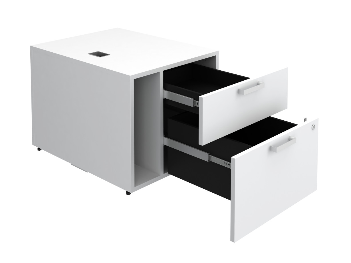 Preview of Calibrate Series 30” Deep Right Handed Height Adjustable Table Base with Box/File Storage in Chalk