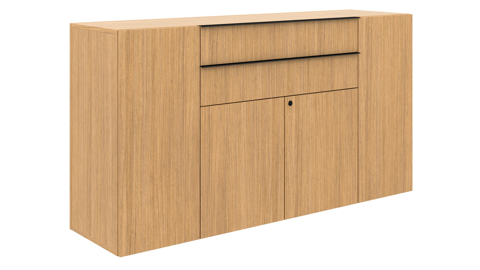 Preview of Calibrate Conferencing Buffet with Slim Pull, Black Lock and Touch-to-Open Doors and Trash Receptacle