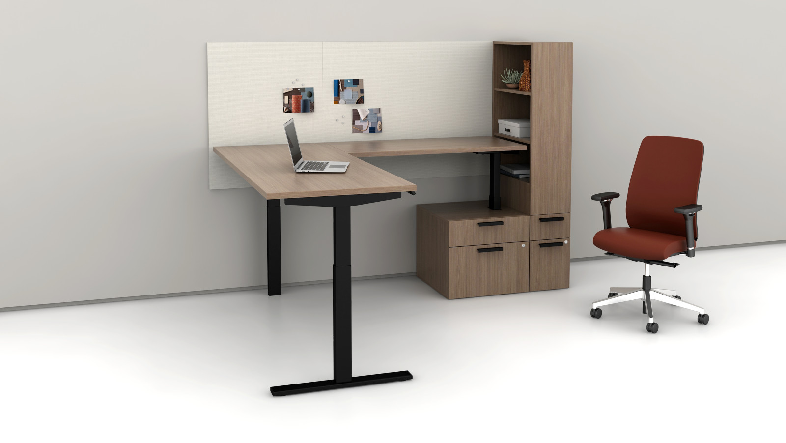Preview of Calibrate 3-Leg Height Adjustable Table in B/F Storage Base, standing position