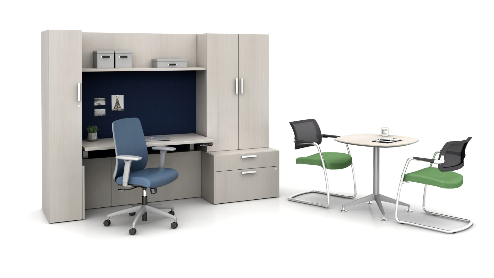 Preview of Calibrate private office featuring Cantilevered Height Adjustable Table 