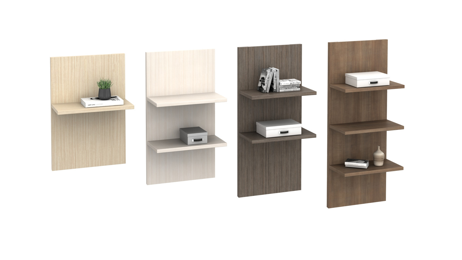 Preview of Calibrate Casegoods L Self: Shown in Single, Double and Triple Shelf Combinations