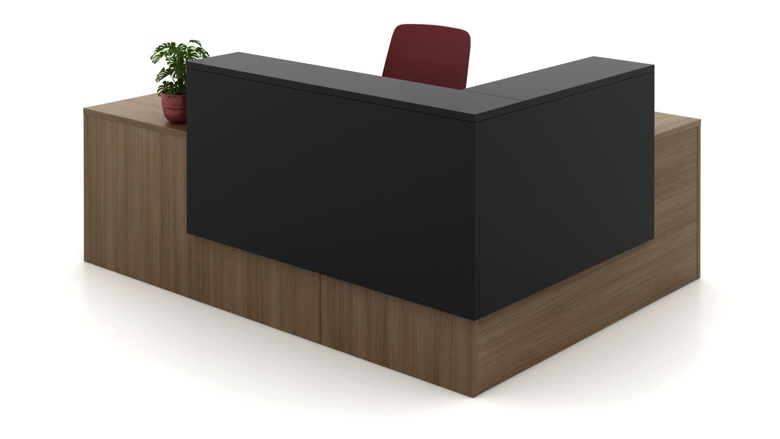 Preview of Large Calibrate Reception Desk with Corner Stack. Shown with Bolton Highback Task Chair