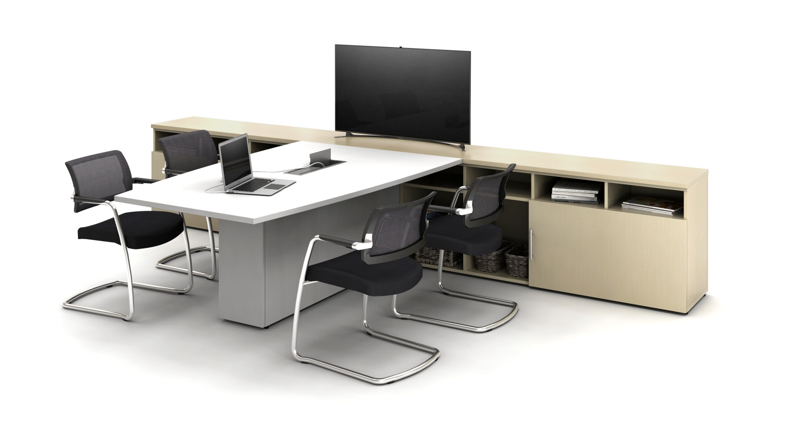 Preview of Calibrate Conference Table with storage and Devens Side Chairs